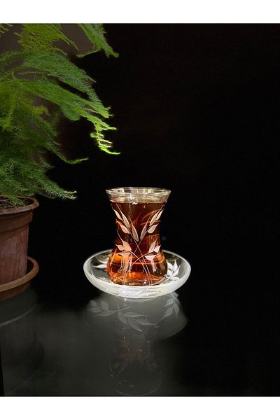 Paşabahçe طقم شاي - ديكور أوراق الشجر