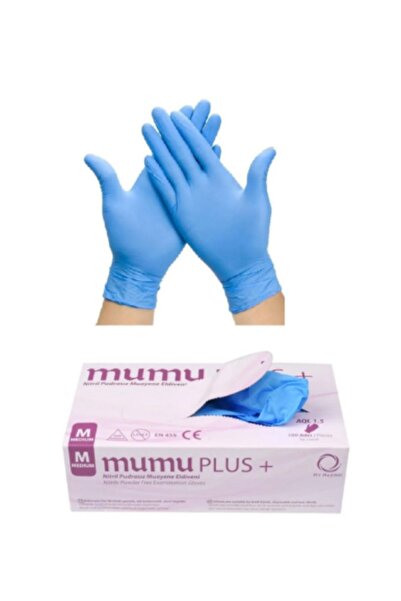 Mumu Pudrasız Nitril Mavi Eldiven Medium 100'lü 20 Paket/1 Koli