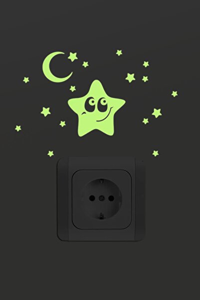 PANDA SOKAĞI Smiling Star Noctilucent Children's Room Socket Sticker