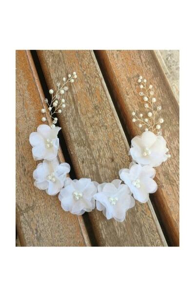 bbays new trend تاج الزفاف الأبيض الزهري، إكسسوار للشعر لرأس العروس، تاج الحن...