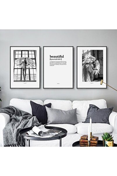 Linacci Σετ ζωγραφικής αφίσας με μεταλλικό πλαίσιο από μαύρο αλουμίνιο με τριπλό πλαίσιο Angels Motto Beautiful Glass