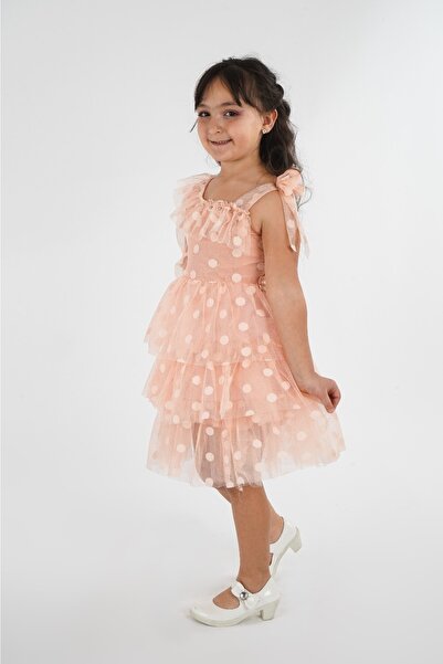 HMZ GOLD Tek Kollu Puantiyeli Elbise- Mezuniyet-dogum Günü Ve Kutlama Elbise