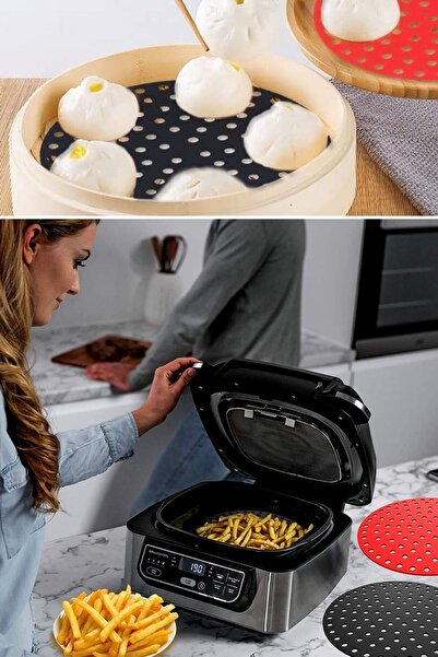 Buffer ® Colorful Heat Resistant Washable Silicone Oven And Airfryer Round Baking Mat 20 Cm
