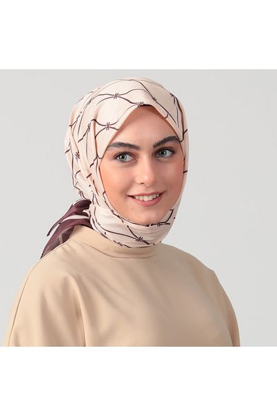 ipekistanbul Eșarfă din mătase din bumbac - model ondulat - latte