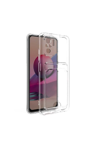 ZM STORE حافظة هاتف Xiaomi Redmi Note 10 مع حامل بطاقة شفاف وناعم من السيليكو...