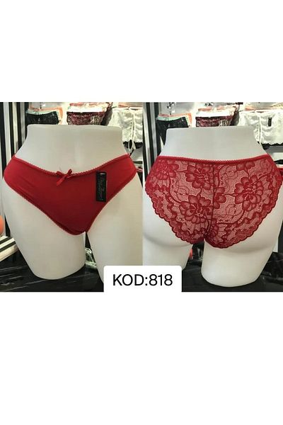 DON AMOR Chiloți bikini roșii cu dantelă la spate