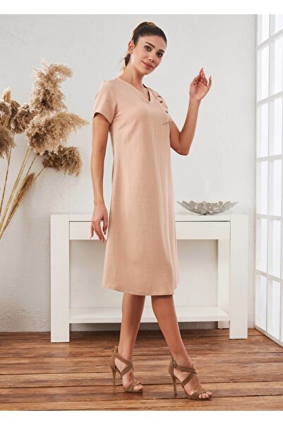 Relax Mode Kadın Keten Elbise - 45649