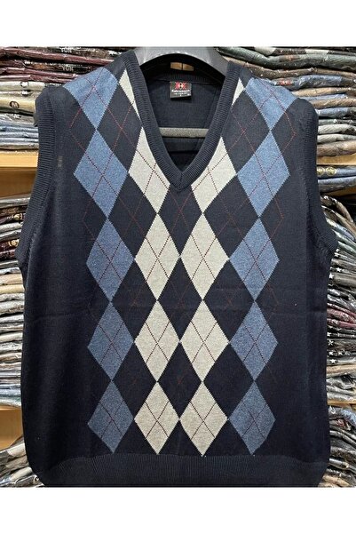 FATELLA Pulovere pentru bărbați, albastru bleumarin, cu decolteu în V, cu mod...