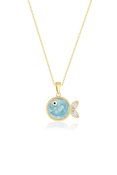 Silvano Jewelry 925 Ayar Gümüş Turkuaz Balık Kolye