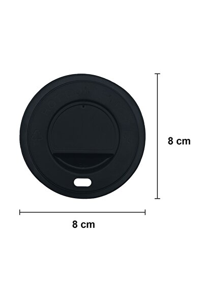 Afra Tedarik 8 Oz Siyah Kapaklı Tutamaçlı Karton Bardak Latte Kahve Kağıt Bardak Sleeve 250 Ml - 100'lü