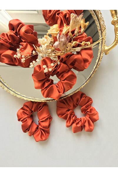 AslyAccessory مجموعة إبزيم من الساتان لوصيفة العروس باللون البرتقالي الداكن م...