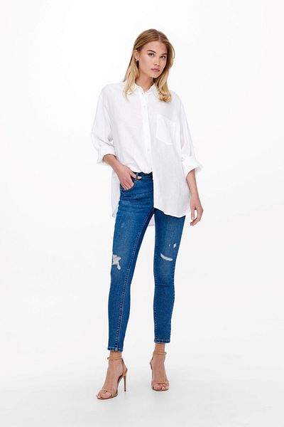 ONLY Women's Onltokyo Pocket Detailed Linen Shirt 15259585 Ecru