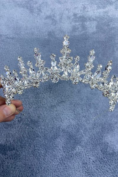 Hobigram Culoarea argintie Cooper Shuttle Stone Henna și Coroana de mireasă – Coroană, Crystal Stone, Model elegant, Coroana de mireasă – Coroană