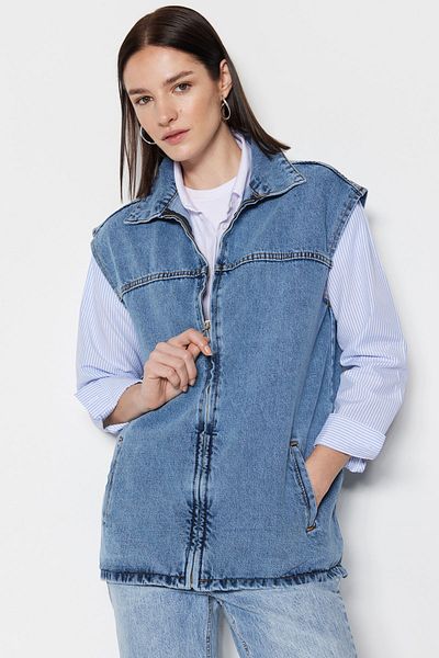 Trendyol Modest Weste - Blau - Basic