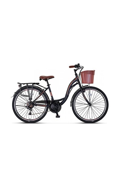 Ümit Alanya 28'' Jant Lady Kadro - 45cm Kadro - Sepetli Şehir Bisikleti - Siyah Kahverengi