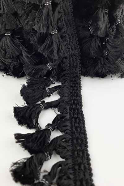 FdayAksesuar Panglică decorativă neagră cu ciucuri și franjuri – Panglică dec...