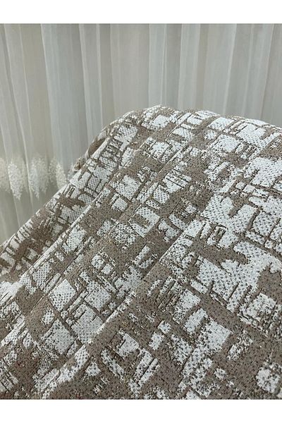 Özlü Home Памучен Диван - Калъф за Разтегателен Диван 170x220 Хастарален Десен Кафяв
