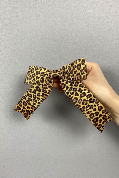 FdayAksesuar Tipuri de ac de păr Clip de păr cu fundă cu model leopard