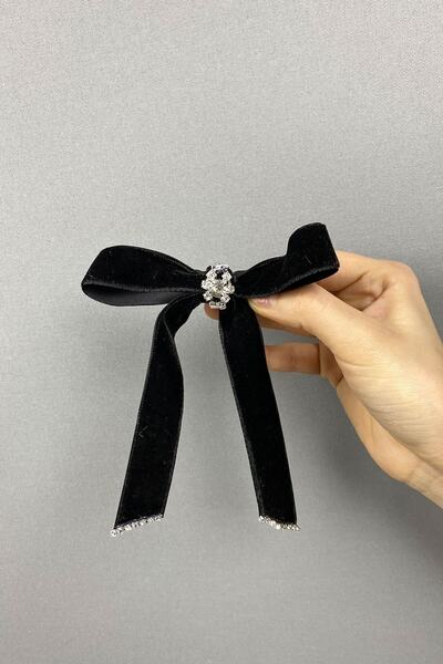 Genel Markalar Toka Çeşitleri Siyah Fiyonklu Kurdele Taşlı Saç Tokası – Toka ...