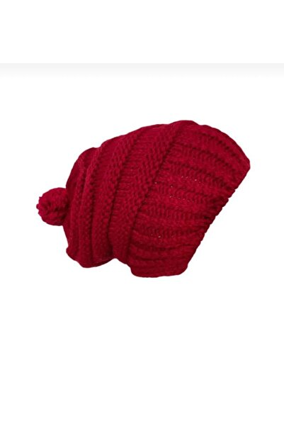 sema aksesuar هدية عيد الحب - قبعة نسائية محبوكة باللون العنابي، تصميم شتوي