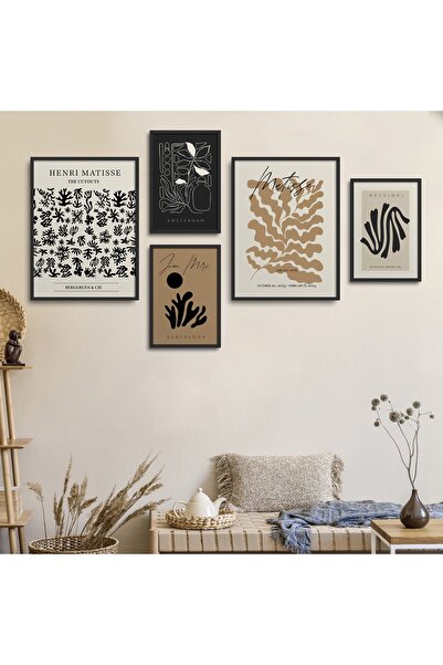 HOMEPACK Set de pictură din 5 piese cu cadru laminat negru Five-028