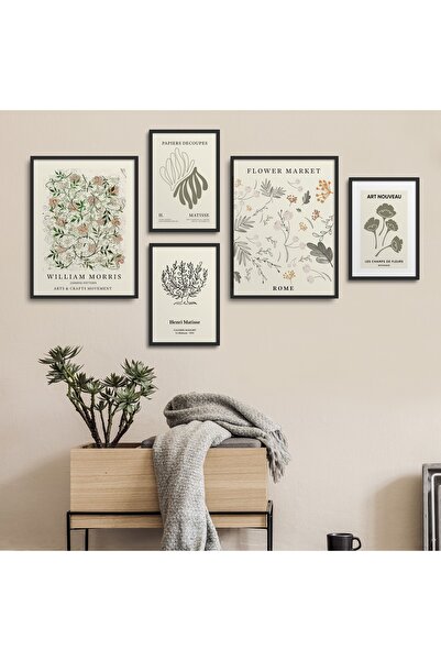 HOMEPACK Set de pictură din 5 piese cu cadru laminat negru Five-032