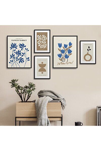 HOMEPACK Set de pictură din 5 piese cu cadru laminat negru Five-034