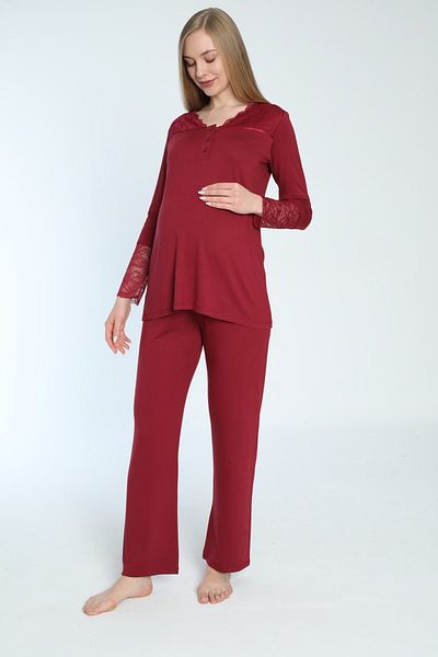 Miss Dünya Lissa Lace Detailed Suitable for Breastfeeding Maternity and Maternity Pajamas Set