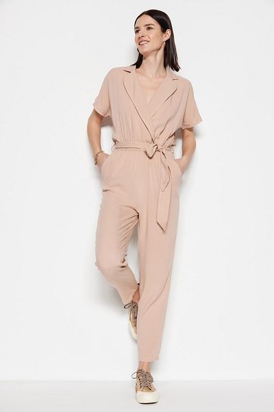 Trendyol Collection Dlouhý splývavý overal s kamenným páskem TWOSS19LJ0158