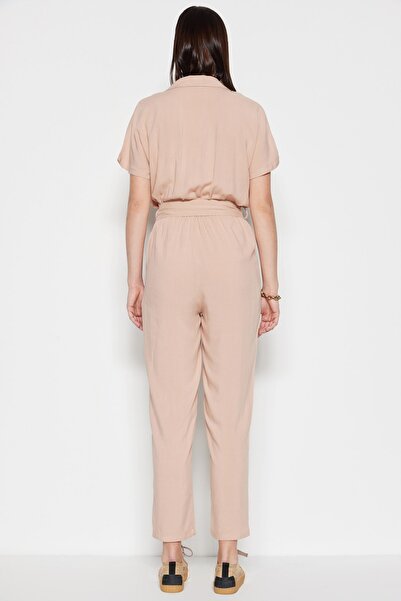 Trendyol Collection Ολόσωμη φόρμα με πέτρινη ζώνη, υφαντή μακριά, TWOSS19LJ0158