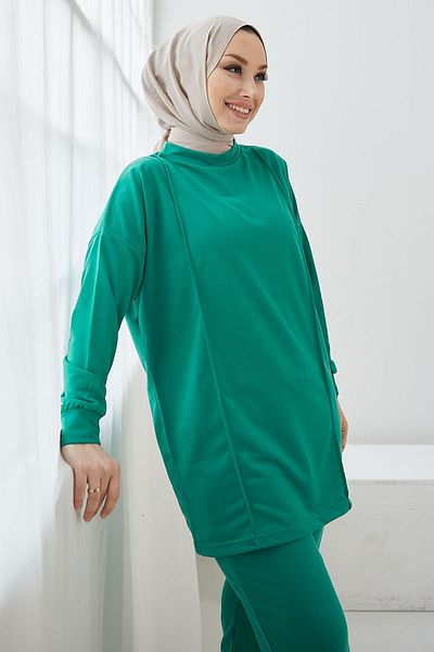 InStyle Alsela Two-piece Suit with Piping Detail - Emerald Green