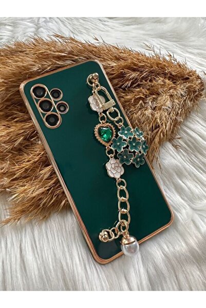 Aksesuarda Moda حافظة سامسونج A32 المتوافقة مع الزهور والأحجار واللؤلؤ والليزر