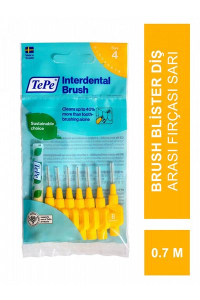 TePe Interdental Brush Blister Interdental Brush Yellow 0.7 Mm Pack of 8