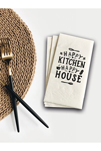 Ake Kağıt منديل 100 ورقة33x33 2 طبقة، قسط احترافيطباعة شعار Happy Kitchen