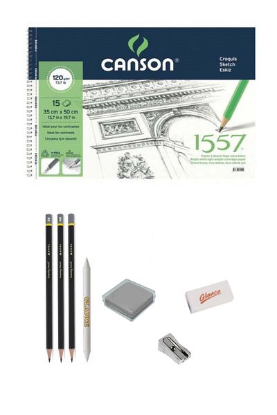 GLANCE Canson 1557 Pattern Drawing Block 35x50cm 120gr 15 Sheets Sketch Drawing Set