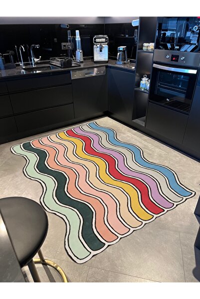 Rugs Modern Halı Mira 1028 Çok Renkli Dalgalı Tasarım Dokuma Taban Halı