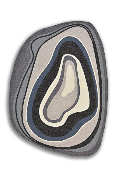 Rugs Modern Halı Mira 1123 Mavi Gri Asimetrik Formda Soyut Figürlü Dokuma Tab...