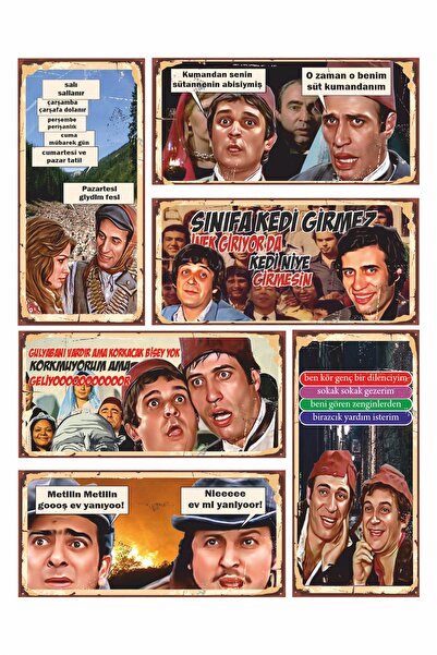 Hayat Poster Yeşliçam Salako Süt Kardeşler Hababam Sınıfı Replikleri 6lı Mini...