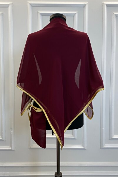 ZEYMERADE Bordo Şifon Lüks Damat Omuz Örtüsü Şalı, Sağdıç Asker Örtüsü, Sade ...