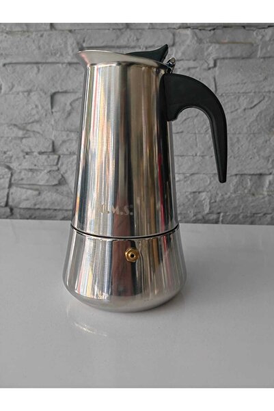 En Ucuz Mağaza Lüx Moka Pot 6 Bardak Parlak Çelik Inox 20x11x11 Cm