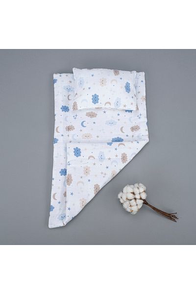 Yunikobaby Underlay Mat and Pillow - Blue Cloud