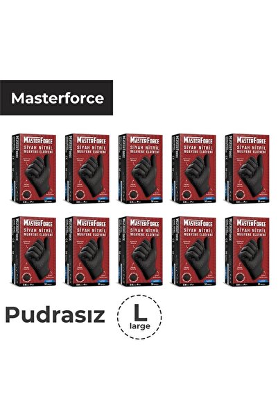 MasterForce Siyah Nitril Muayene Eldiveni 10 X 50 Adet - L