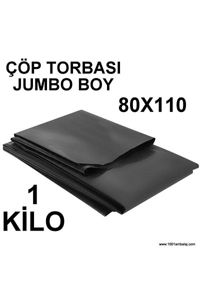 1001 Ambalaj Garbage Bag Jumbo Size Gram 80x110 Cm Black 1 Kilo