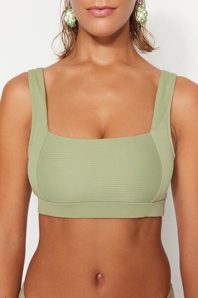 Trendyol Collection Τοπ μπικίνι Oleaster Green Textured TBESS21BU0146
