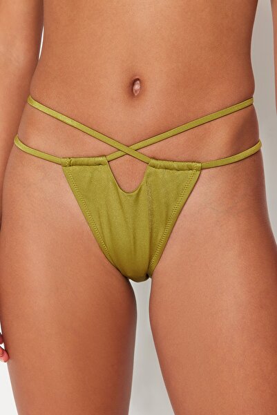 Trendyol Collection Πράσινο κομμένο κάτω μέρος μπικίνι με λεπτομέρεια σωληνώσεων TBESS22BA0159