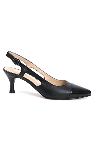 OZ AYAKKABI حذاء بكعب جلدي أسود