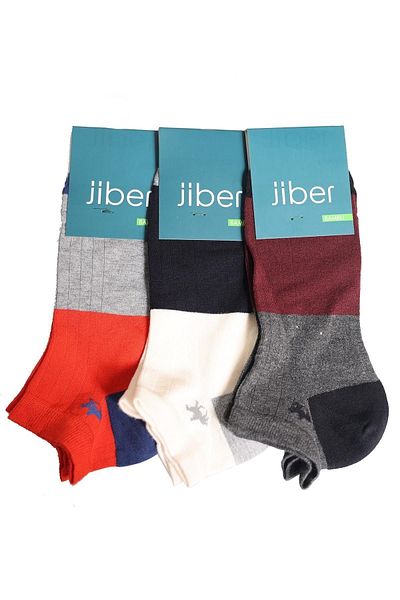 Jiber Мъжки бамбукови чорапи до глезена, двуцветни, 6757 - 12 броя