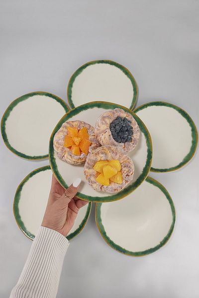 Digithome Line 6-Piece Porcelain Cake Plate 21 Cm Green - Tl4017357 C320.003