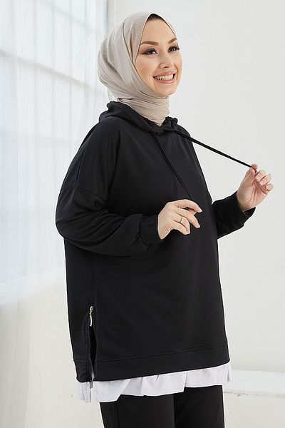 InStyle Losya Hooded Double Suit with Side Zippers - Black