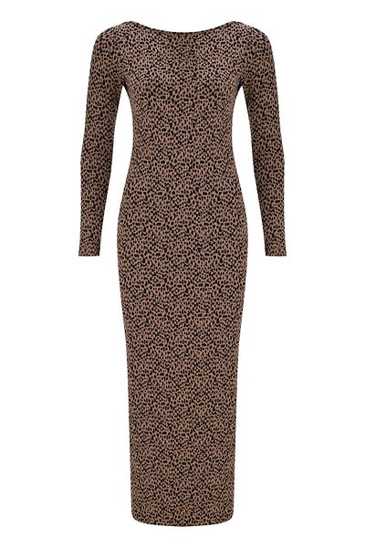 La Sarta Rochie lungă cu mâneci jacquard leopard pentru femei Como
